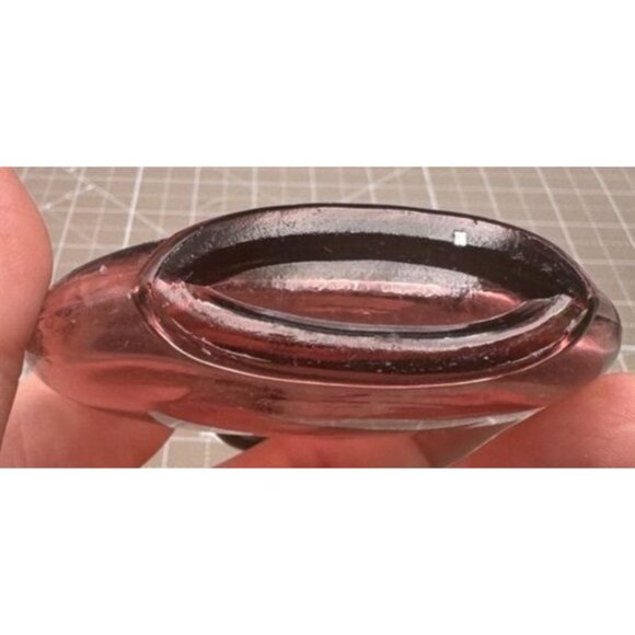 Vintage Amethyst Glass Pear Shaped Small Bottle Screw on Metal Top with Cork - Picture 3 of 7